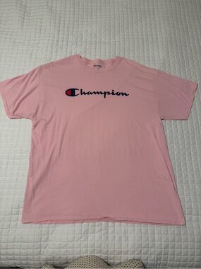 Champion Pink Logo Crewneck T-Shirt